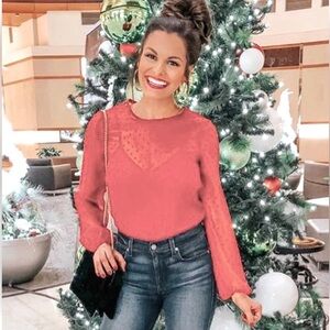 Wayf Sz medium M dotted gauzy lined bodysuit top